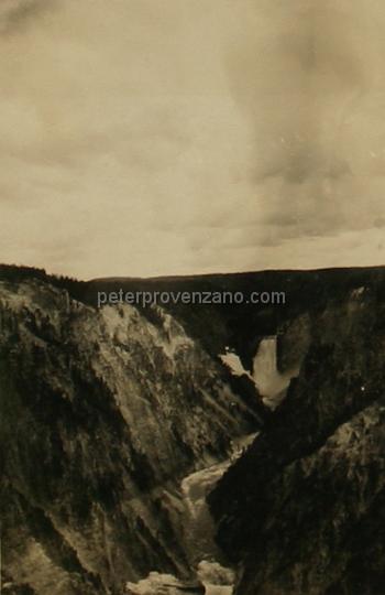 Peter Provenzano Photo Album Image_copy_163.jpg - Lower Falls of the Yellowstone River.  Yellowstone National Park, 1942.
Peter and Fay Provenzano vacationed at Yellowstone National Park while driving across the United States from Chicago, Illinois to Scramento, California.